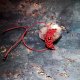 Czerwona LUNULA z Granatami i Agatem księżyc bransoletka ochronna pleciona Delfina Dolls mikro makrama