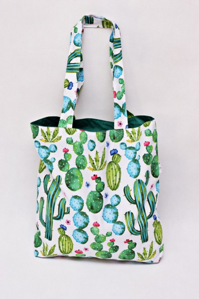 Torba na zakupy shopperka ekologiczna torba zakupowa na ramię bawełniana torba kaktusy
