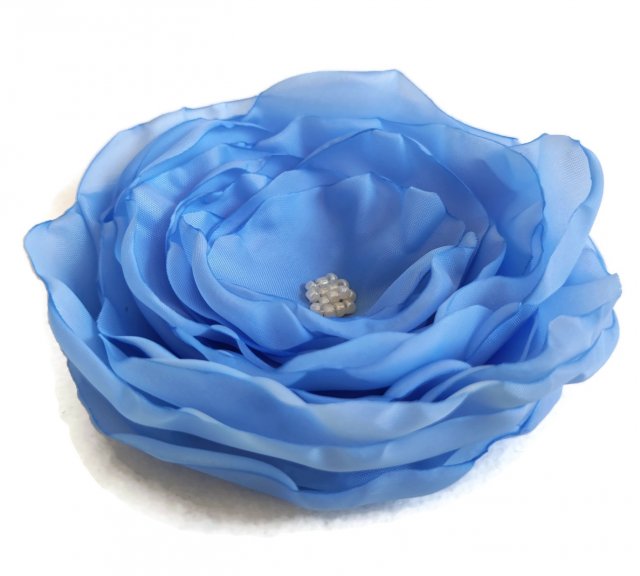 Duża broszka jasno niebieska kwiatek kwiat 12cm