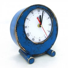 Niebieski Zegar biurkowy z Drewna