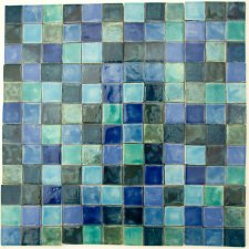 Kafle do łazienki malowana mozaika, niebieskie kafle