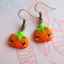Pomarańczowe Kolczyki Dynie na Halloween