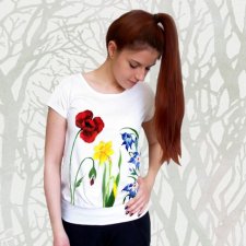 malowana bluzka różne rozmiary- kwiaty polskie