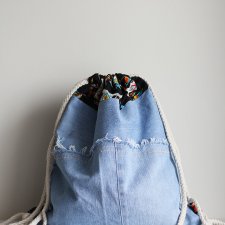 Jeansowy plecak worek z motywem indiańskim