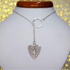 Celebrytka srebrna z kołem i skrzydłem anioła , naszyjnik srebrny , wisiorek srebrny , prezent dla niej, dla dziewczyny , 925 .