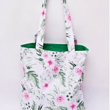 Torba na zakupy shopperka ekologiczna torba zakupowa na ramię bawełniana torba kwiaty in garden