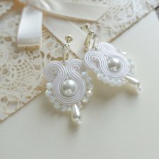 Diana- białe klipsy ślubne z perełkami