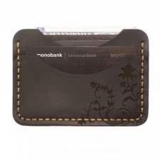 Brązowy portfel na karty ręcznie robiony Cardholder Handmade
