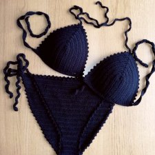 Szydełkowe bikini czarne M