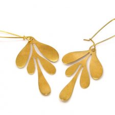Kolczyki mosiężne złoto liście floral