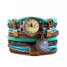 zegarek bransoletka w kolorach morskim i czarnym