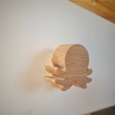 Drewniane gałki do mebli, szuflad, z drewna, MORSKIE, ośmiornica