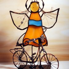 Aniołek witrażowy rowerzystka/rowerzysta