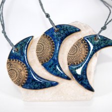 Księżyce z mandalą - ceramiczne ozdoby choinkowe