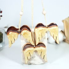Ceramiczne ozdoby choinkowe - złote skrzydła