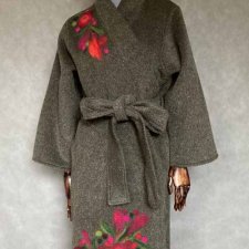 Kimono płaszcz wełna alpaka malowane wełną.