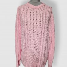 Sweter damski w kolorze cukierkowego różu luźny 44