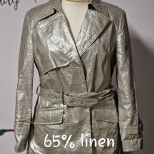 Gil Bret woskowana srebrna kurtka 44 vintage len