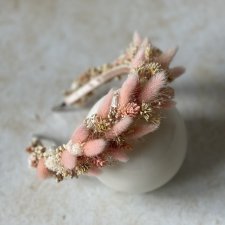 Ślubna opaska z suszonych, naturalnych kwiatów
