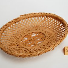 Koszyk pleciony, drewniany, bambusowy, owalny, vintage, boho, 18 x 14 cm