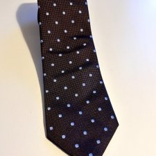 Charles Tyrwhitt 100 % naturalny jedwab krawat męski brązowy niebieskie kropki